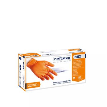   Egyszerhasználatos erősített nitril szerelőkesztyű NARANCS - Reflexx Full Grip N85 /AUTÓSZERELŐK KEDVENCE/