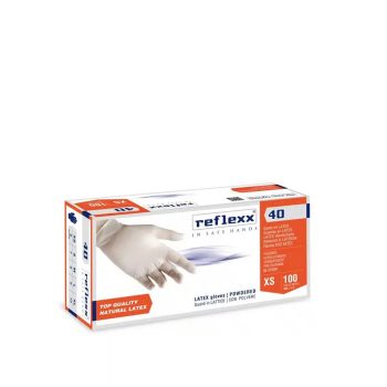   Egyszerhasználatos púderes latex kesztyű - fehér - Reflexx R40 /orvosi és élelmiszeripari felhasználásra/
