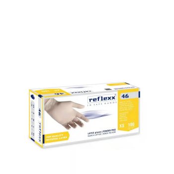   Egyszerhasználatos púdermentes latex kesztyű - fehér - Reflexx R46 /KÓRHÁZ, FOGÁSZAT, LABOR/