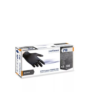   Egyszerhasználatos púdermentes fekete nitril kesztyű - Reflexx R78 /TETOVÁLÓK, KOZMETIKUSOK KEDVENCE/
