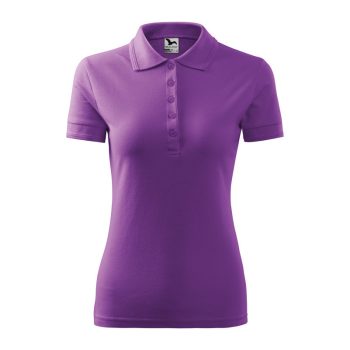 Női galléros pique póló, lila, 200 g/m²
