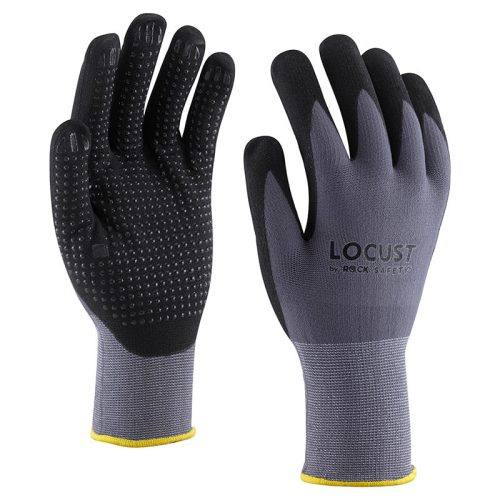 Nylon-spandex szerelőkesztyű mikro habnitril tenyérmártással-LOCUST